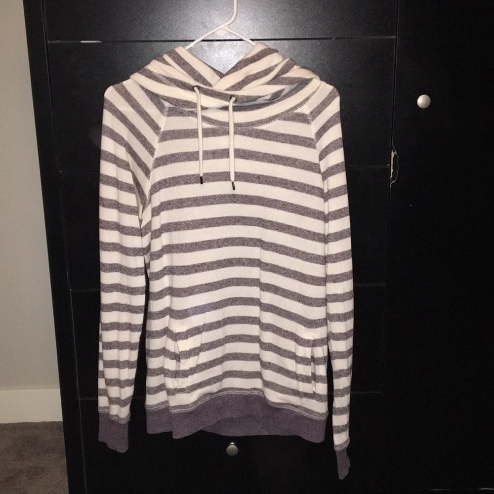 BKE Lounge Purple And Cream Cowl Neck Hoodie